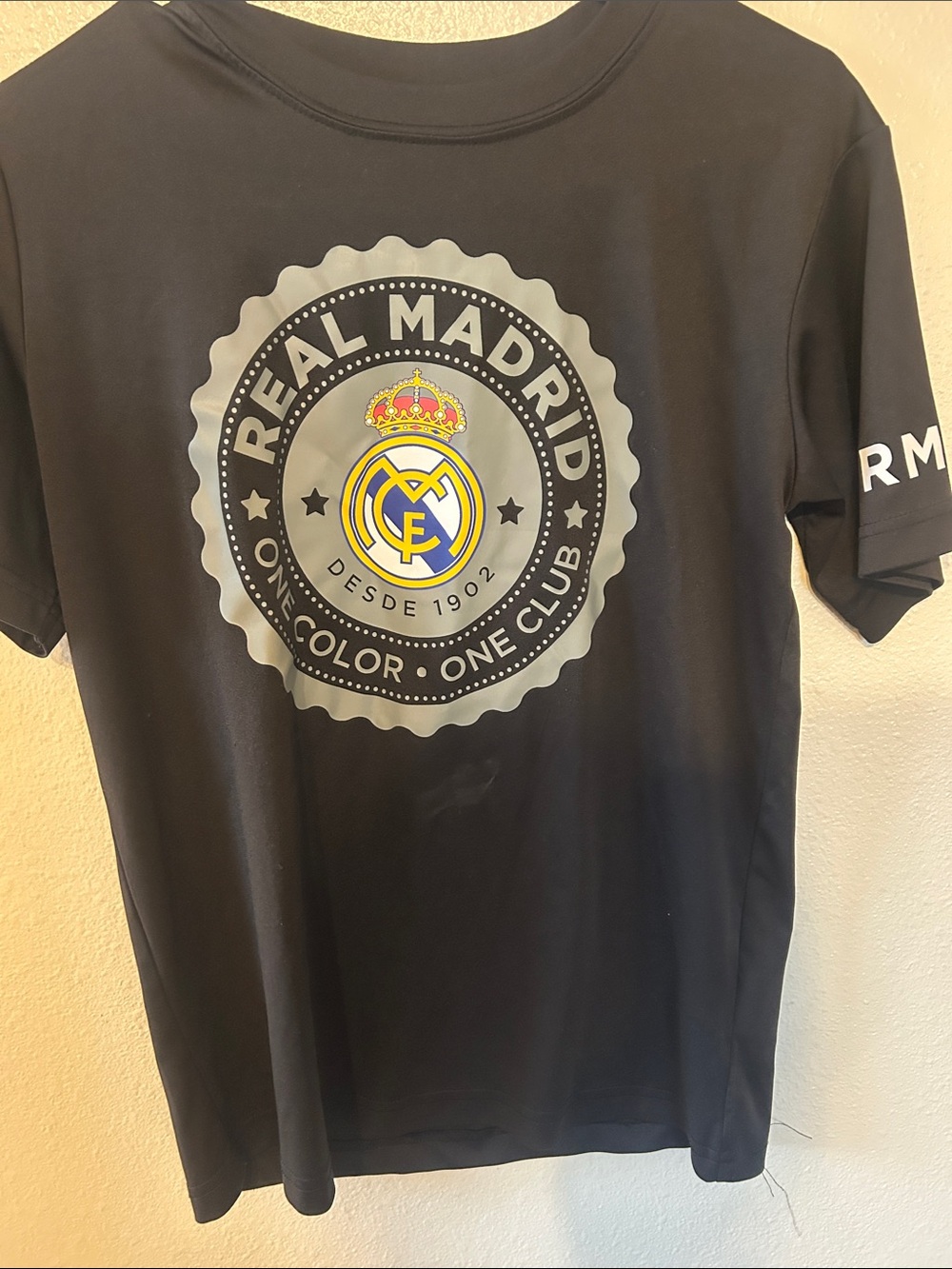 Real Madrid Black Short Sleeve Tee with Club Crest